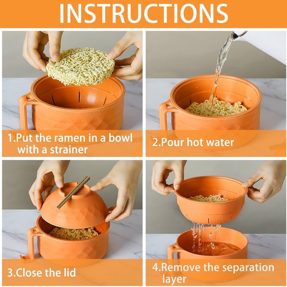 6pc Wheat Straw Ramen Bowl Set - Picture 6 of 8